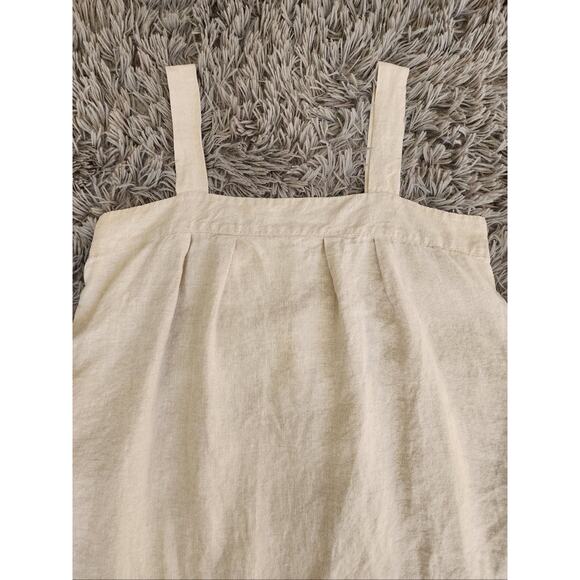 Domecil Dress Womens M/L Beige Sleeveless Square Neck Pinafore Pockets Natural - Picture 4 of 8